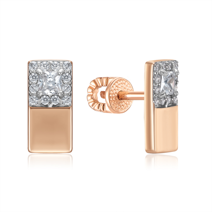 Золоті пусети з фіанітами. Артикул 23125/01/1/2640