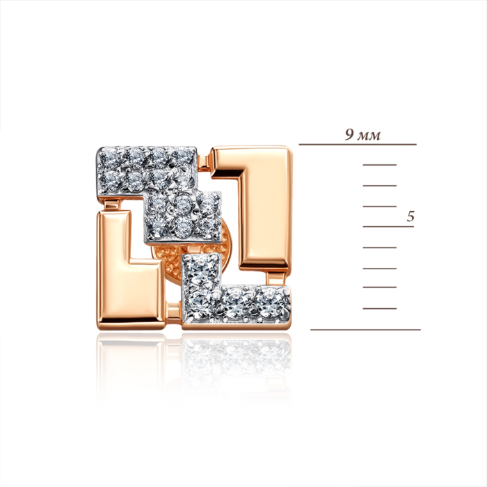 Золотые пуссеты с фианитами. Артикул 23129/01/1/79