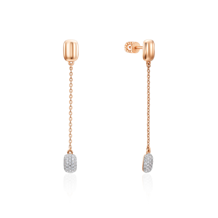 Золотые серьги-подвески с фианитами. Артикул 23131/01/1/1