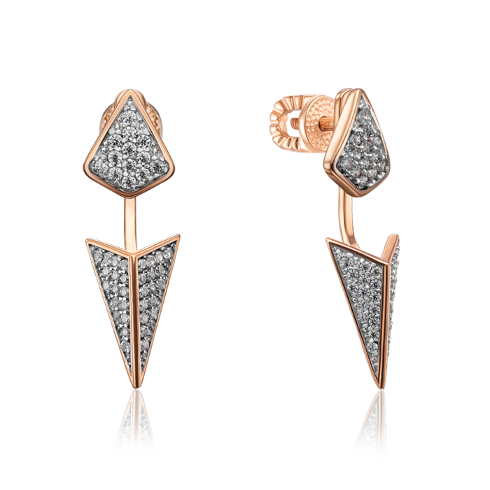 Золоті пусети з фіанітами. Артикул 23132/01/1/1