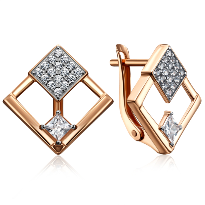 Золотые серьги с фианитами. Артикул 23136/01/1/1329