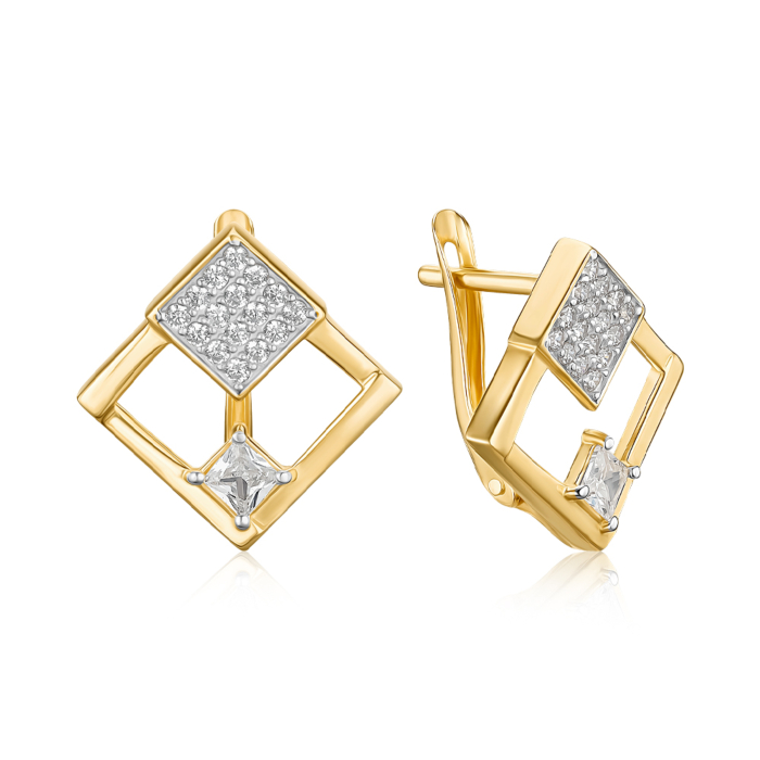 Золотые серьги с фианитами 23136/03/1/1329