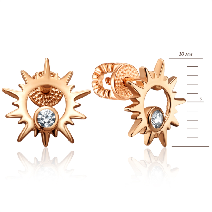 Золоті пусети з фіанітом. Артикул 23139/01/0/17