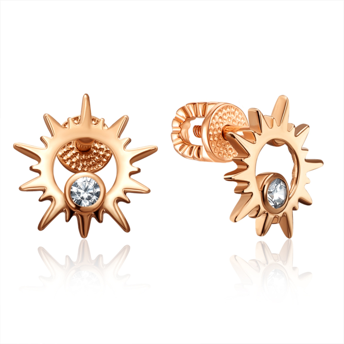 Золоті пусети з фіанітом. Артикул 23139/01/0/17