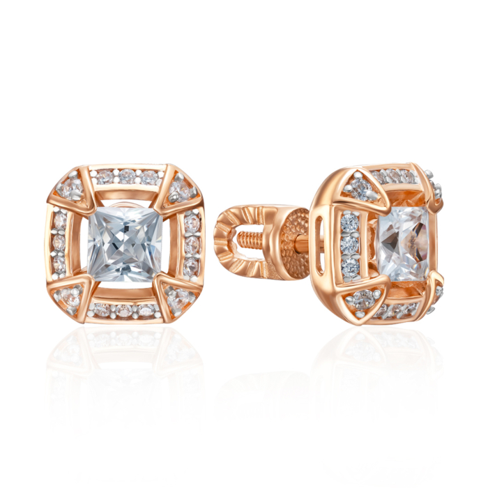 Золоті пусети з фіанітами. Артикул 23140/01/1/1320