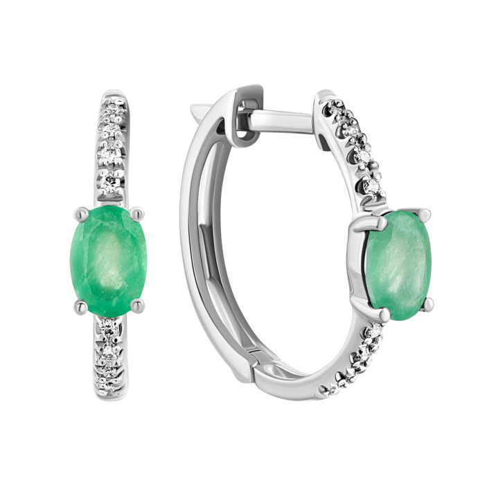 Золоті сережки з діамантами і смарагдами. Артикул UG523142/1EMD