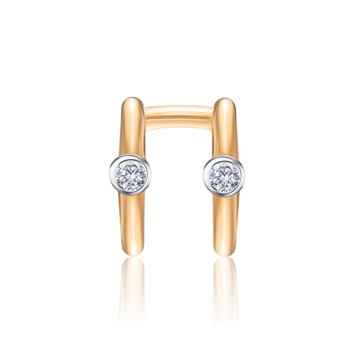 Золотая серьга-каффа с фианитами. Артикул 23144/01/1/17