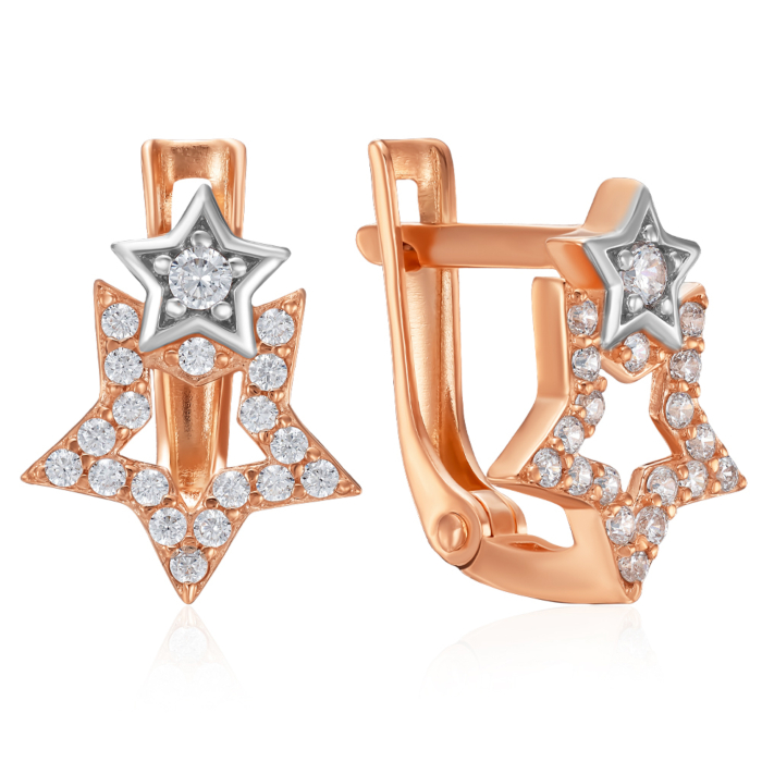 Золотые серьги с фианитами. Артикул 23150/01/1/208