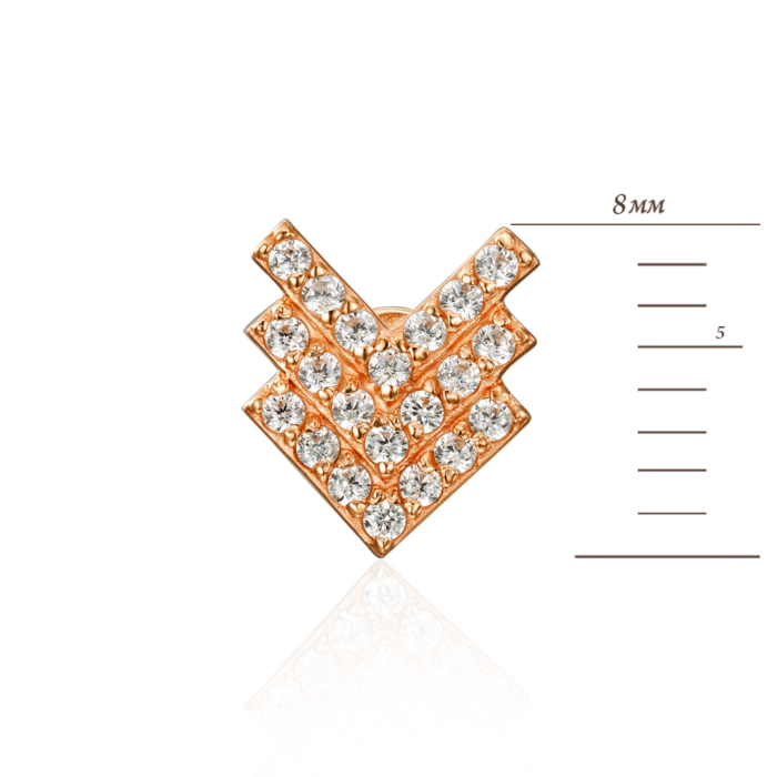 Золотые пуссеты с фианитами. Артикул 23151/01/0/1