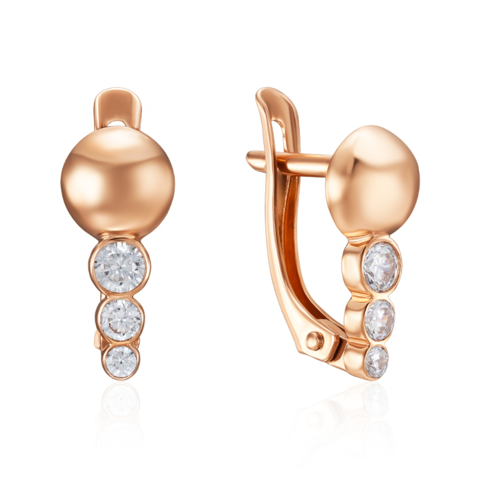 Золоті сережки з фіанітами. Артикул 23161/01/0/3395