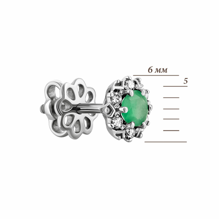 Золотые пуссеты с изумрудами и бриллиантами. Артикул UG523161/1EMD