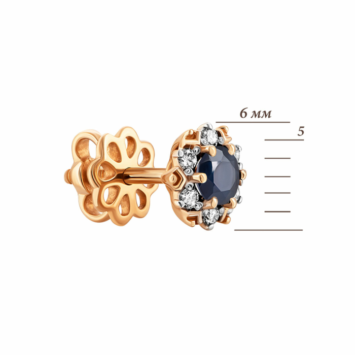 Золоті пусети з діамантами і сапфірами. Артикул UG523161SAPH