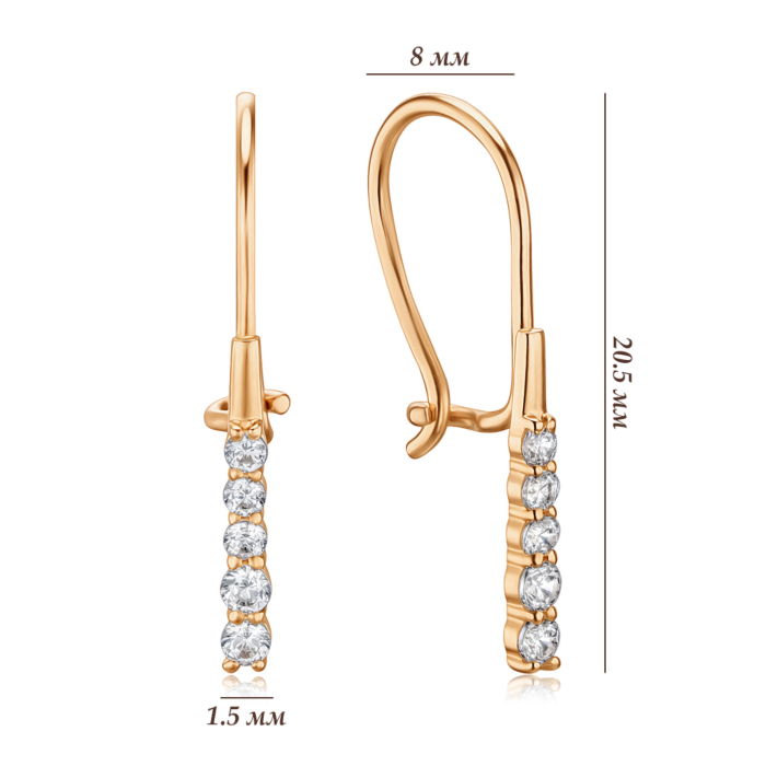 Золоті сережки з фіанітами 23163/01/0/147