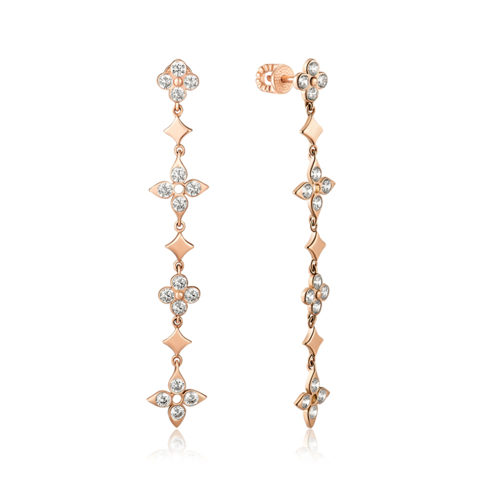 Золотые серьги с фианитами. Артикул 23164/01/0/17