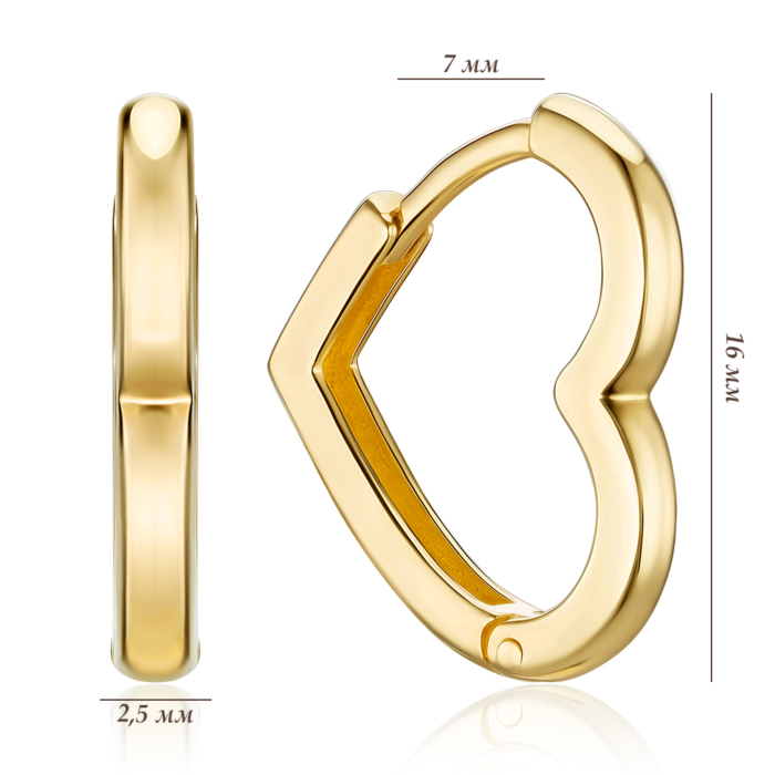 Золоті сережки-конго Сердечки без вставки 23181/03/0