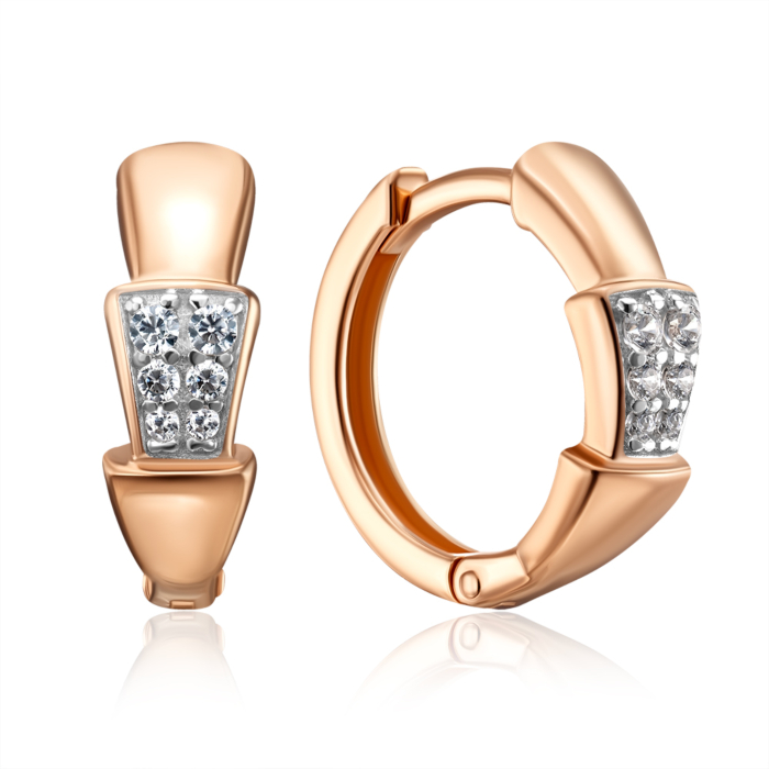 Золотые серьги-конго с фианитами. Артикул 23183/01/1/75