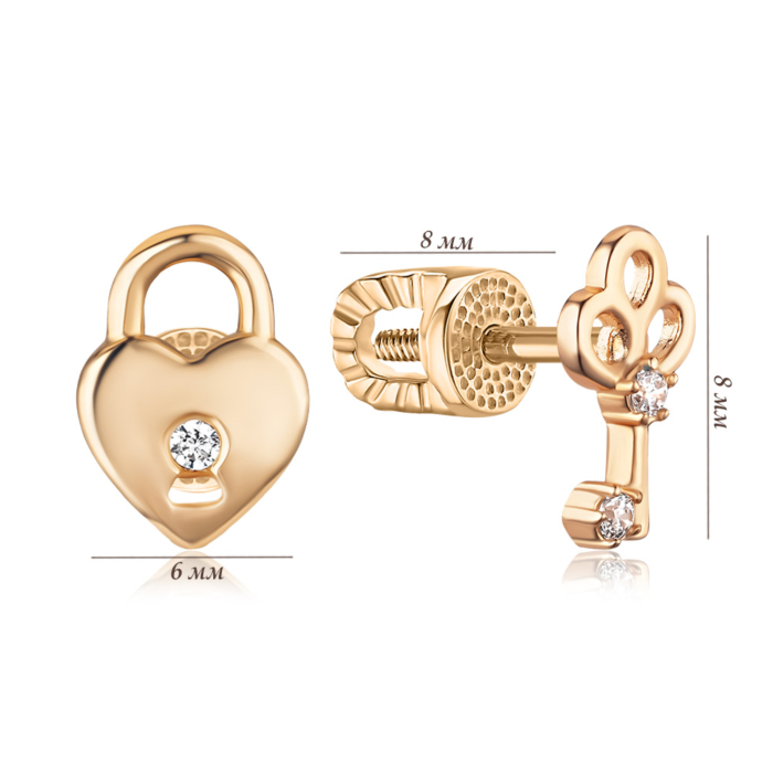 Золоті сережки-пусети з фіанітами 23185/01/0/13