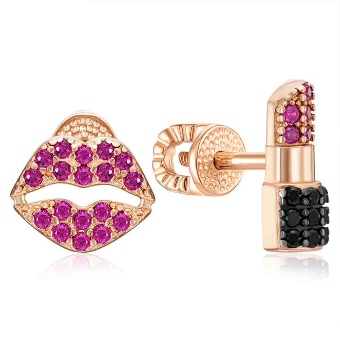 Золоті пусети з фіанітами. Артикул 23186/01/1/4852