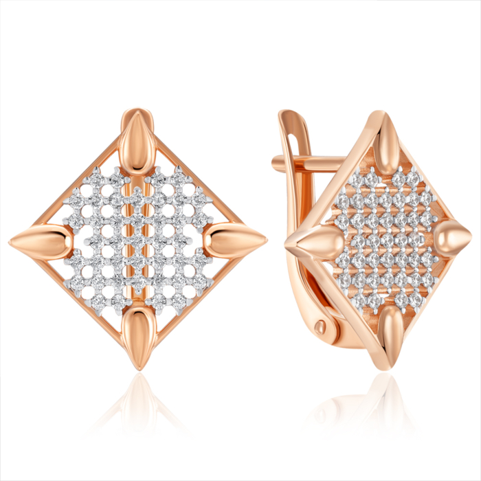 Золоті сережки з фіанітами. Артикул 23188/01/1/1