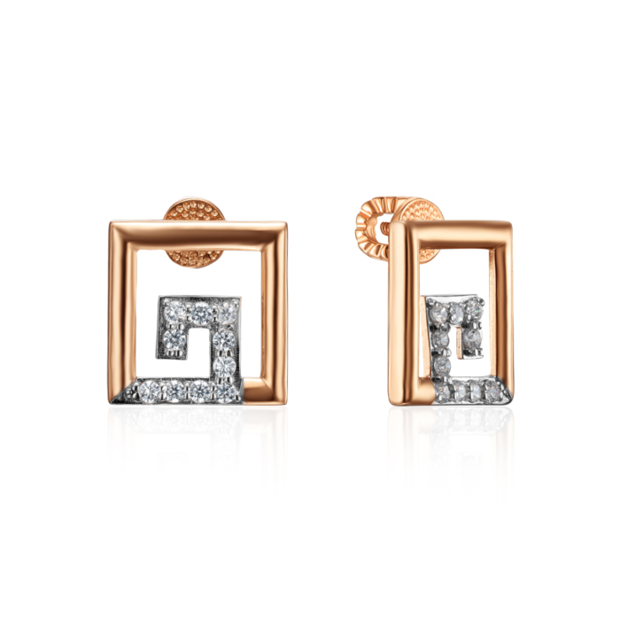 Золоті пусети з фіанітами. Артикул 23214/01/1/13