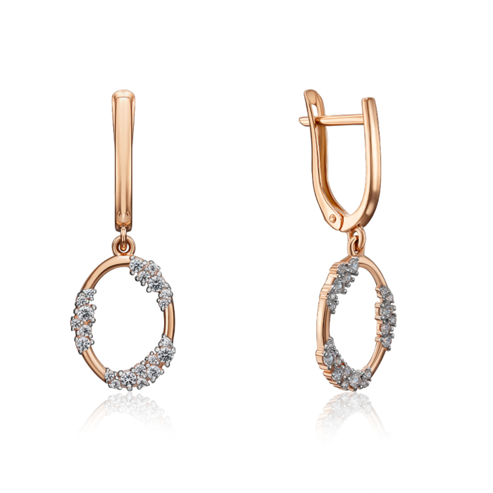 Серьги-подвески с фианитами. Артикул 23220/01/1/117