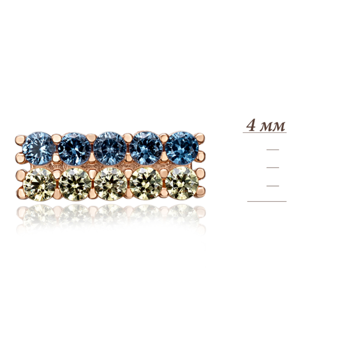 Золотые пуссеты с фианитами. Артикул 23243/01/0/4475