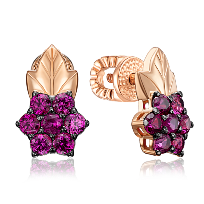 Золотые пуссеты с фианитами. Артикул 23253/01/1/306