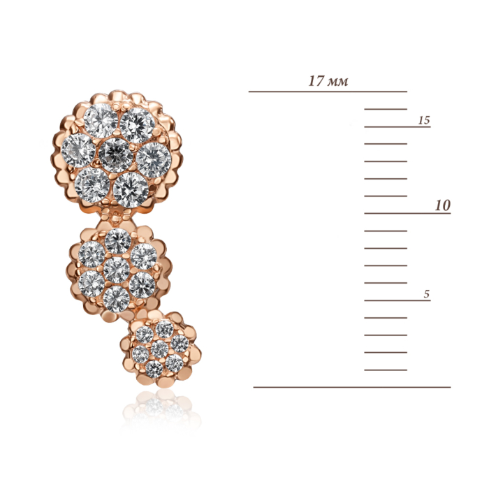 Золоті пусети з фіанітами. Артикул 23254/01/0/944
