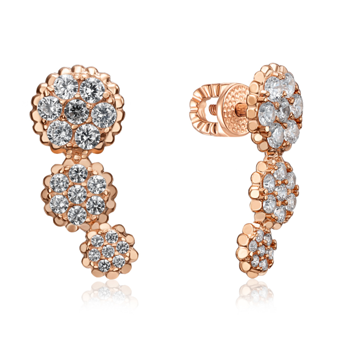 Золоті пусети з фіанітами. Артикул 23254/01/0/944