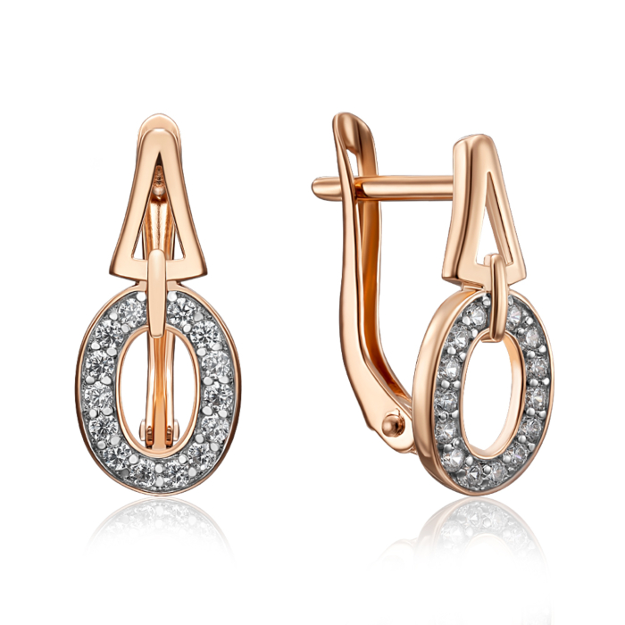 Золоті сережки з фіанітами. Артикул 23261/01/1/13