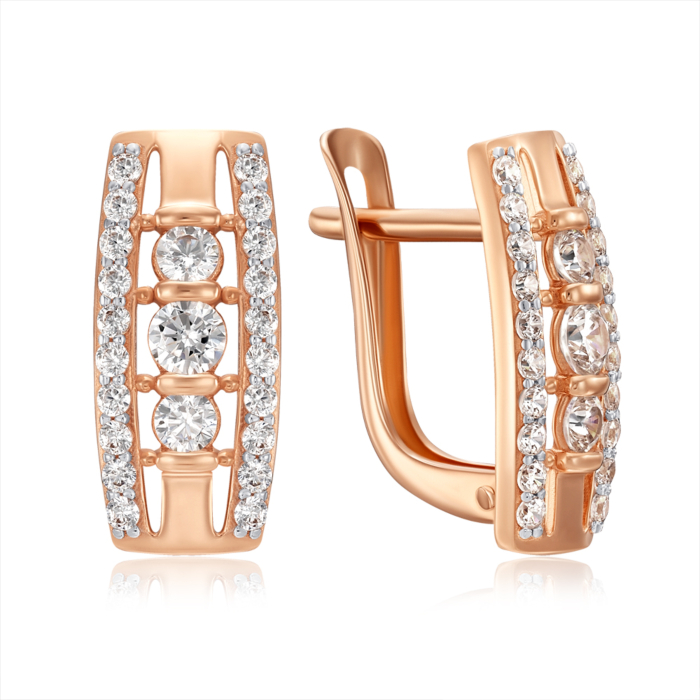 Золотые серьги с фианитами. Артикул 23268/01/1/4543