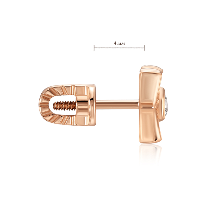 Золотые пуссеты с фианитами. Артикул 23270/01/0/752