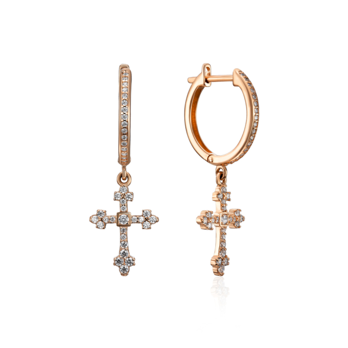 Золотые серьги-конго с фианитами. Артикул 23272/01/0/117