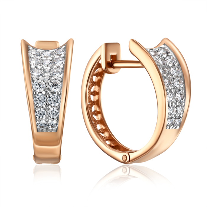 Золоті сережки-конго з фіанітами. Артикул 23276/01/1/657