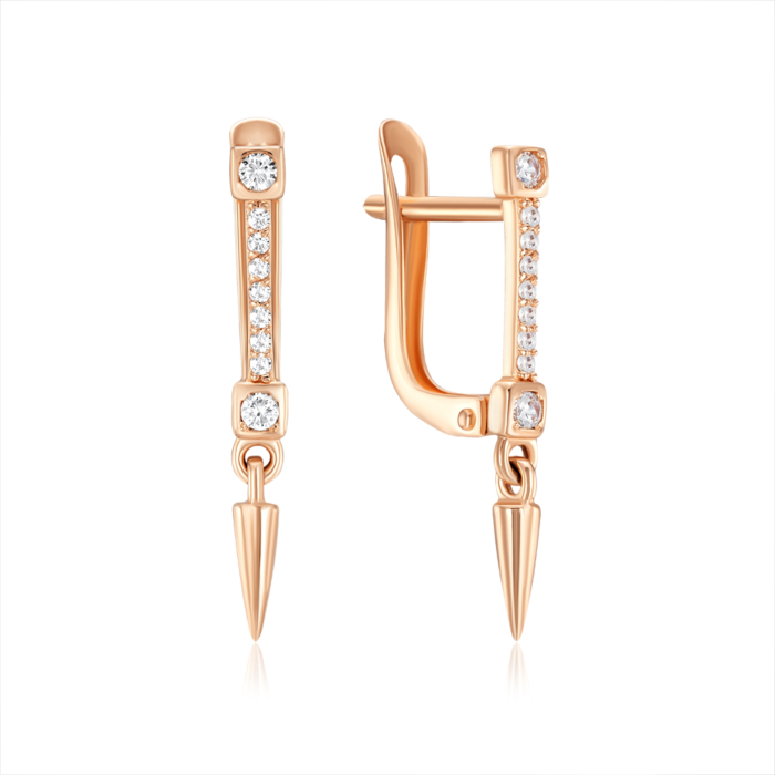 Золоті сережки з фіанітами. Артикул 23277/01/0/73