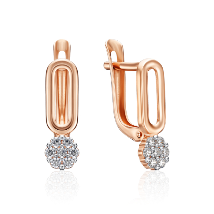 Золоті сережки з фіанітами. Артикул 23279/01/1/3