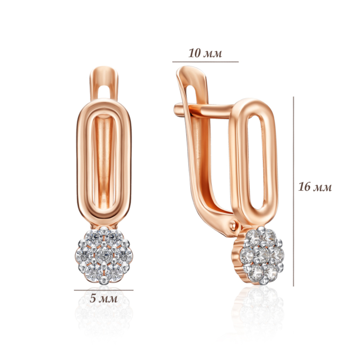 Золоті сережки з фіанітами. Артикул 23279/01/1/3