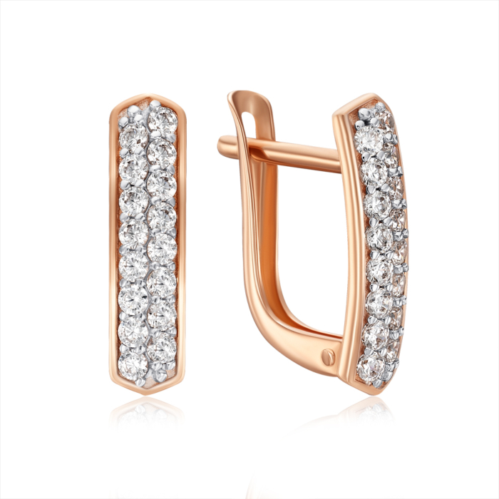 Золоті сережки з фіанітами. Артикул 23289/01/1/3