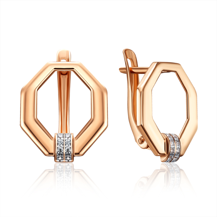 Золотые серьги с фианитами. Артикул 23316/01/1/1