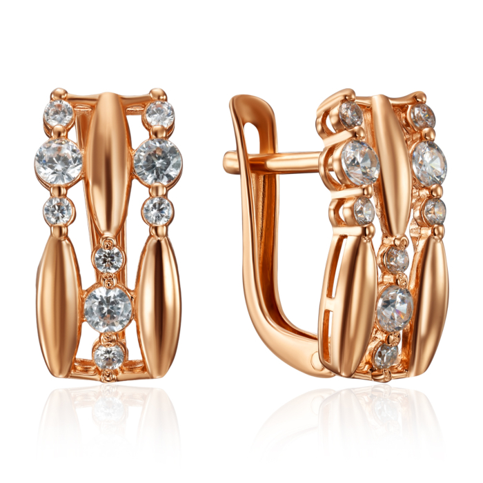 Золотые серьги с фианитами. Артикул 23318/01/0/752
