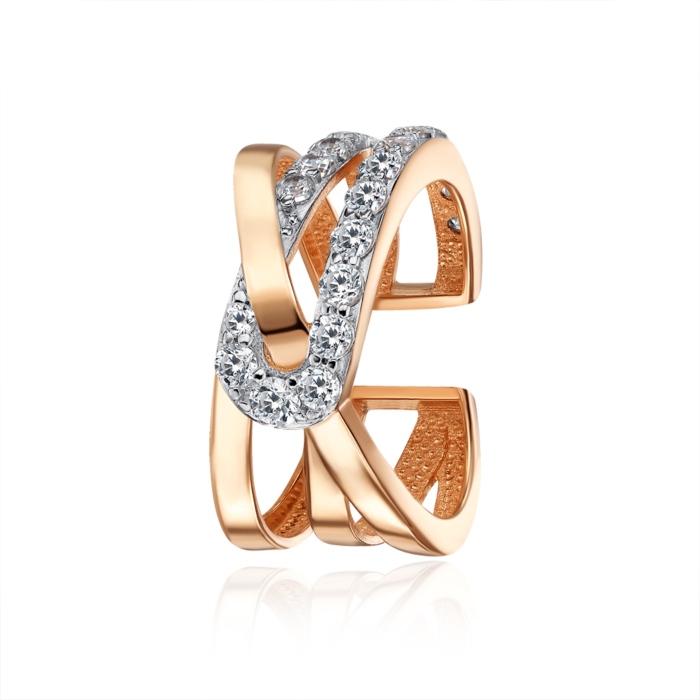 Золотая серьга-каффа с фианитами. Артикул 23322/01/1/159