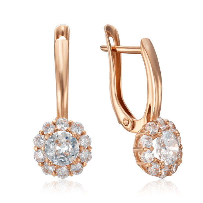 Золоті сережки з фіанітами. Артикул 23338/01/0/189