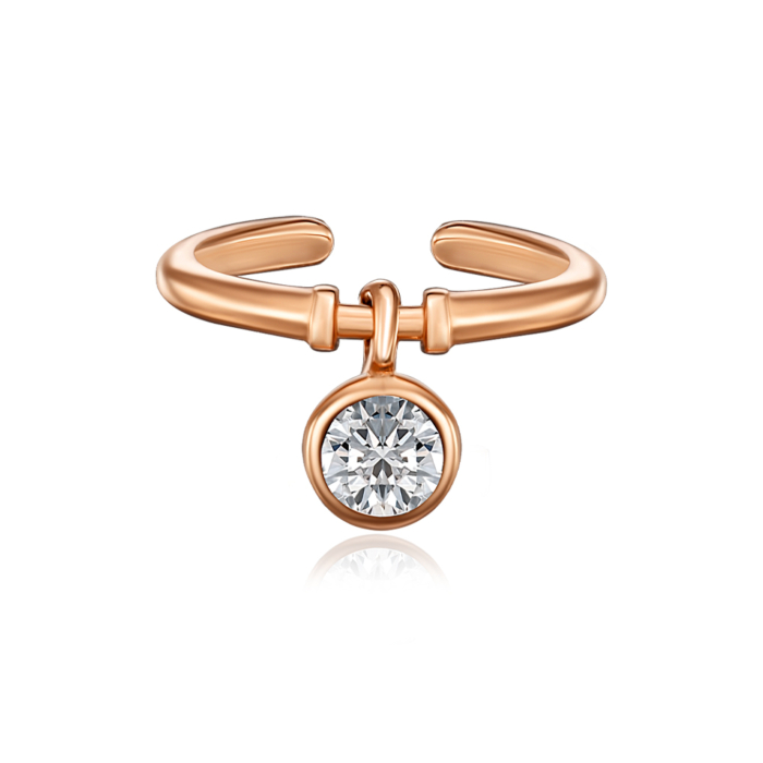 Золота сережка-кафа з фіанітом. Артикул 23340/01/0/28