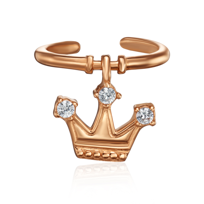 Золота сережка-кафа з фіанітами. Артикул 23343/01/0/13