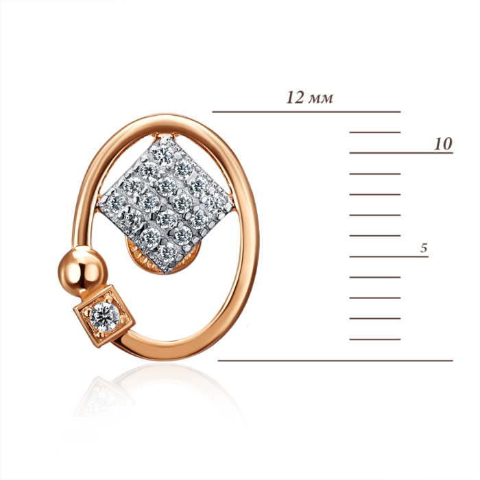 Золотые пуссеты с фианитами. Артикул 23347/01/1/79