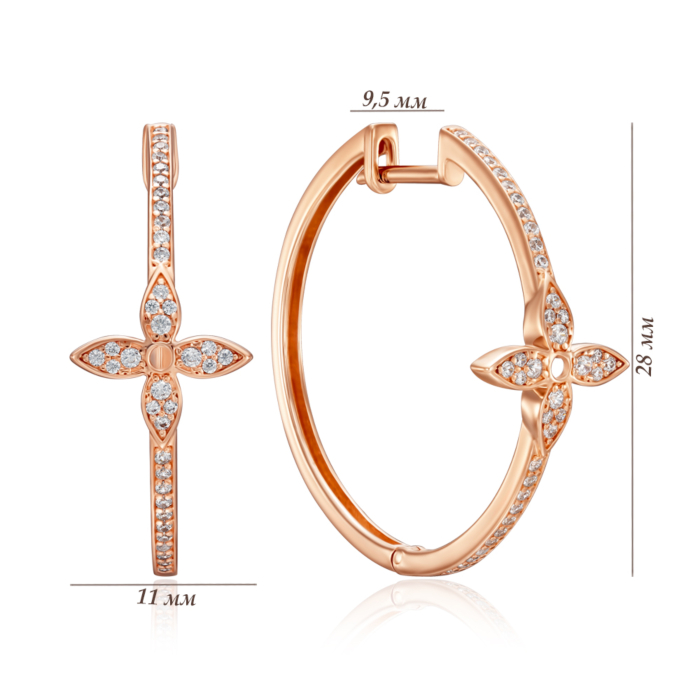 Золоті сережки з фіанітами. Артикул 23355/01/0/601