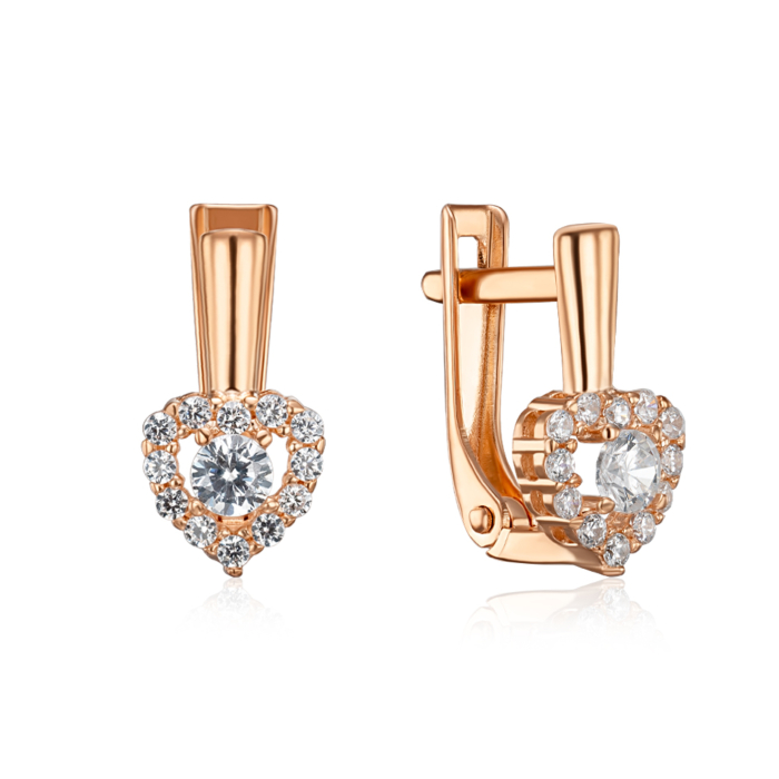 Золотые серьги с фианитами. Артикул 23369/01/0/47