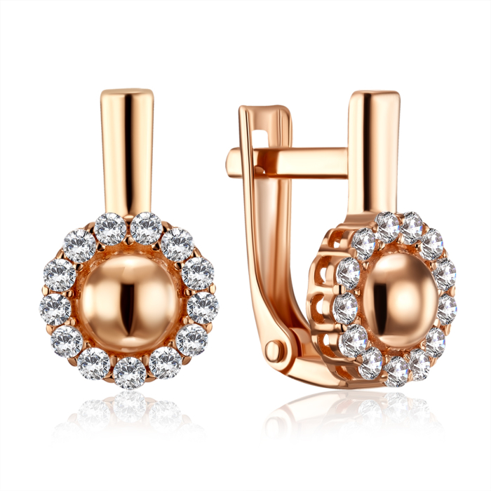 Золоті сережки з фіанітами. Артикул 23370/01/0/13