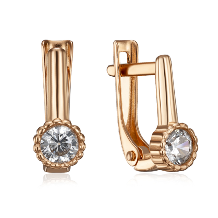 Золоті сережки з фіанітом. Артикул 23371/01/0/28