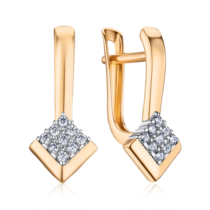 Золотые серьги с фианитами 23372/01/1/13